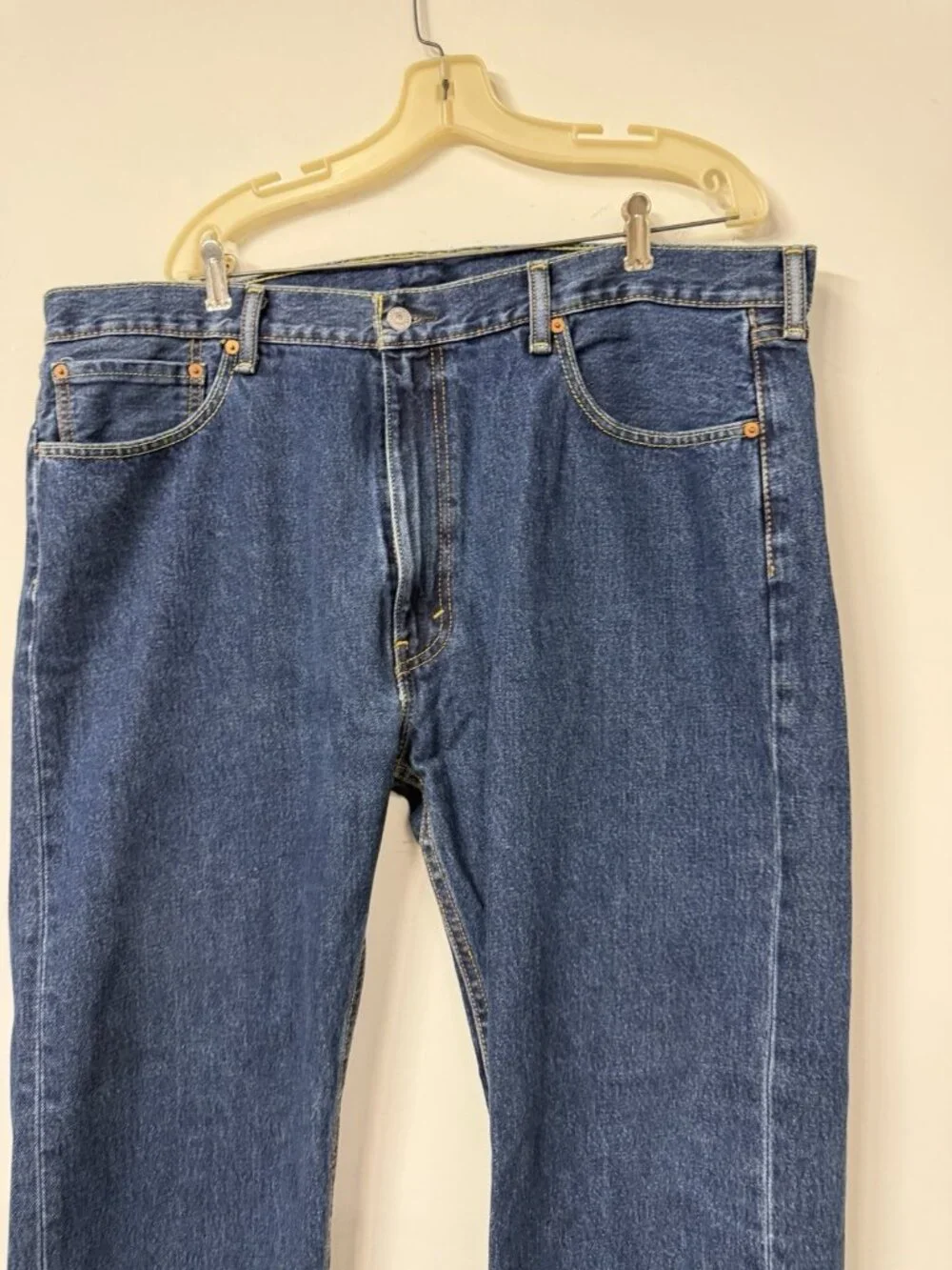 Levi's 505 Jeans Mens 42x30 Blue Dark Wash Straight Denim Classic‎ Zip Fly